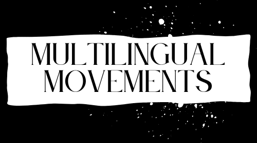 Black and white Multilingual Movements Logo